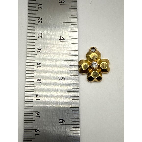 Coach Gold Flower Pendant With Clear Rhinestone Center - Picture 2 of 3